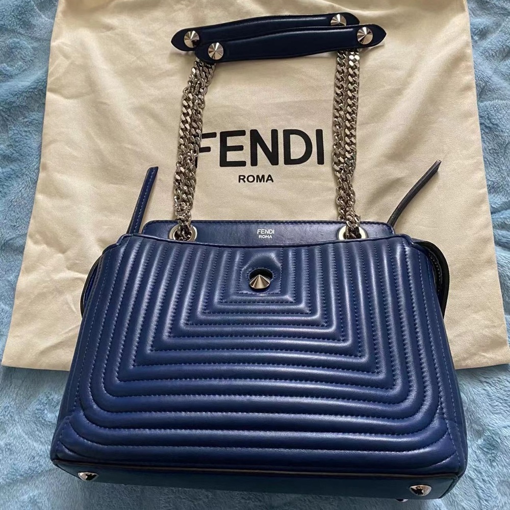 Fendi Dotcom Navy Leather shoulder bag